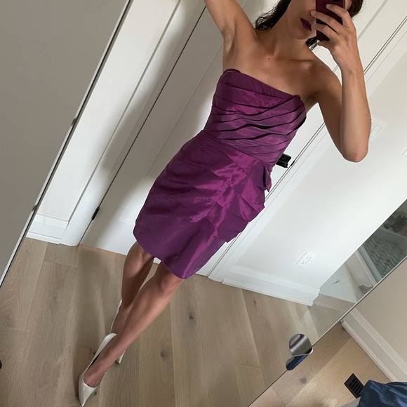 Manoukian S strapless cocktail dress purple - Picture 3 of 5